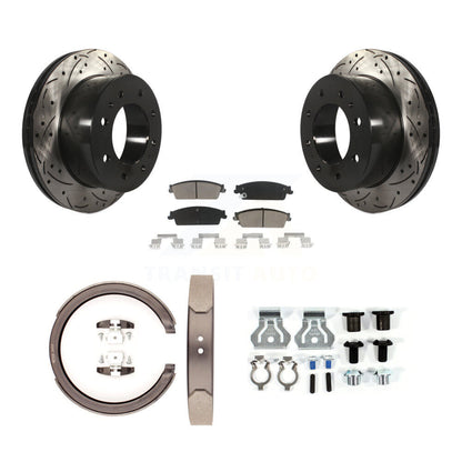 Disque arrière, Rotors percés et fendus, plaquettes en céramique, Kit de quincaillerie pour chaussures de stationnement pour