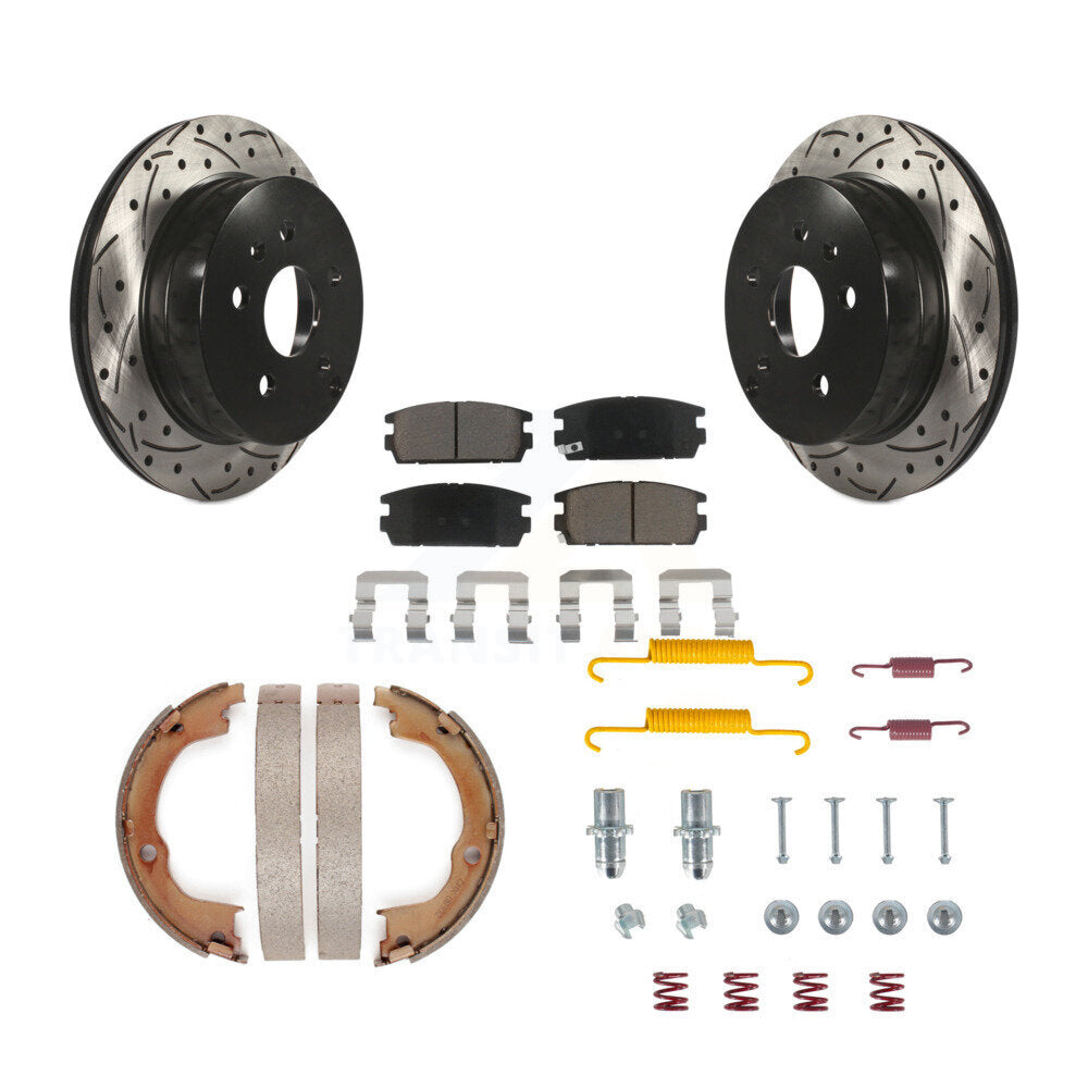 Disque arrière, Rotors percés et fendus, plaquettes en céramique, Kit de quincaillerie pour chaussures de stationnement pour