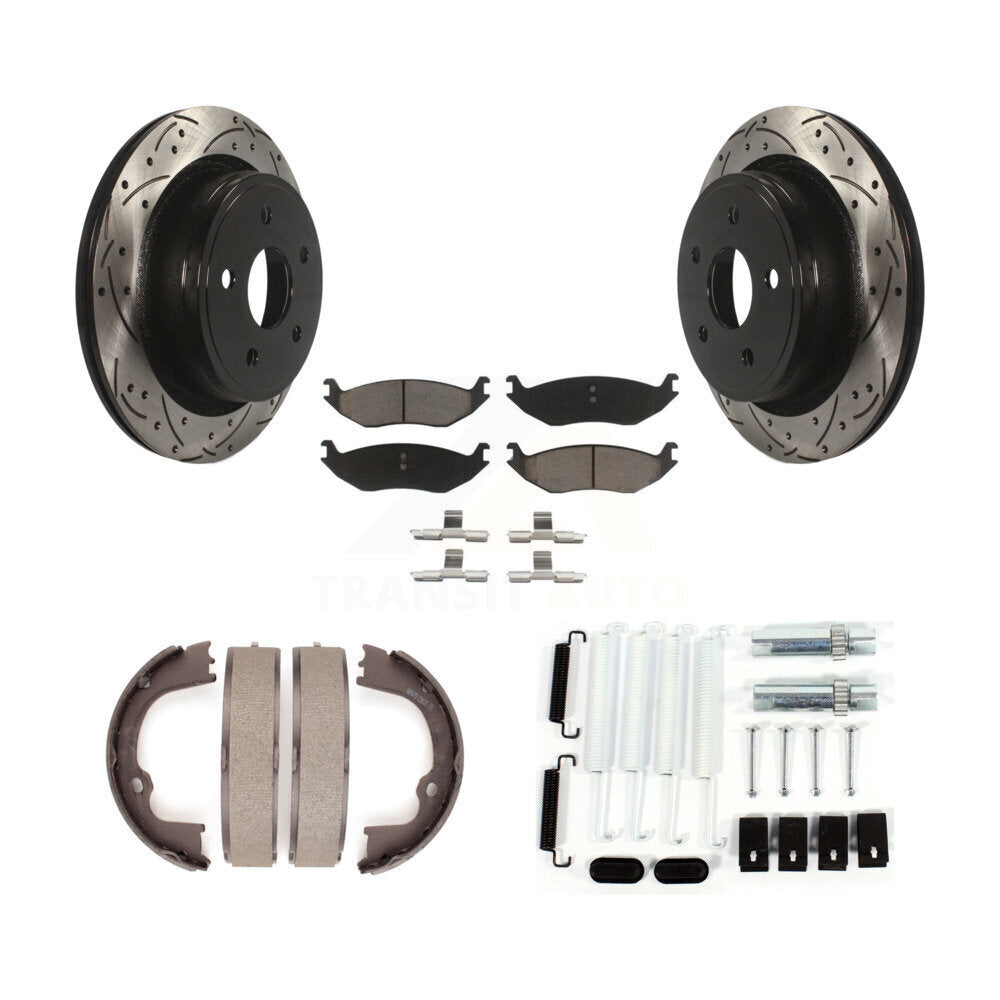 Disque arrière, Rotors percés et fendus, plaquettes en céramique, Kit de quincaillerie pour chaussures de stationnement pour
