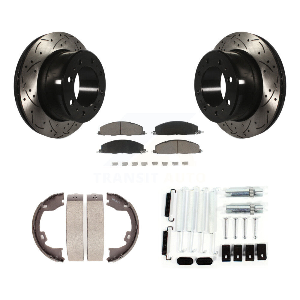 Disque arrière, Rotors percés et fendus, plaquettes en céramique, Kit de quincaillerie pour chaussures de stationnement pour