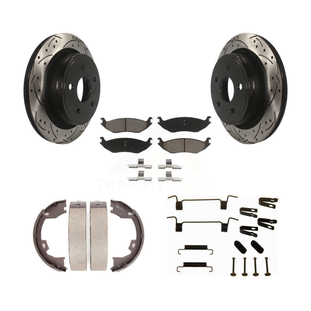 Disque arrière, Rotors percés et fendus, plaquettes en céramique, Kit de quincaillerie pour chaussures de stationnement pour