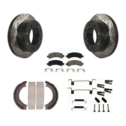 Disque arrière, Rotors percés et fendus, plaquettes en céramique, Kit de quincaillerie pour chaussures de stationnement pour