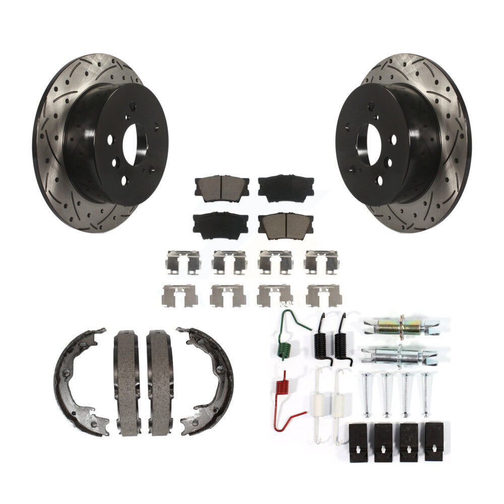 Disque arrière, Rotors percés et fendus, plaquettes en céramique, Kit de quincaillerie pour chaussures de stationnement pour