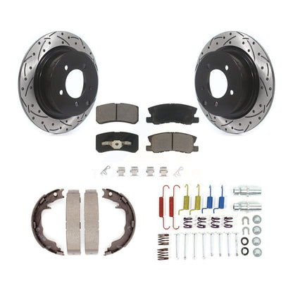 Disque arrière, Rotors percés et fendus, plaquettes en céramique, Kit de quincaillerie pour chaussures de stationnement pour