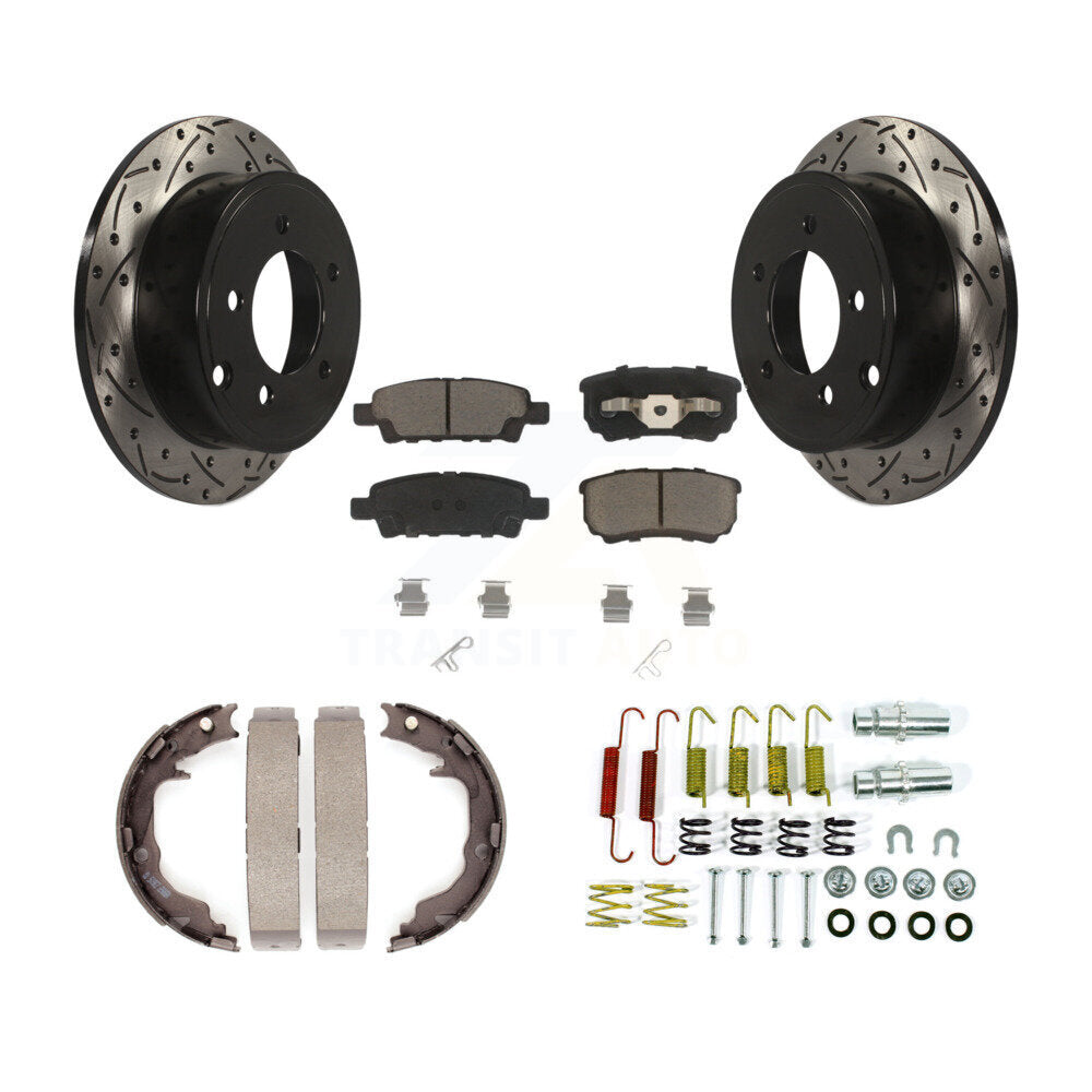 Disque arrière, Rotors percés et fendus, plaquettes en céramique, Kit de quincaillerie pour chaussures de stationnement pour