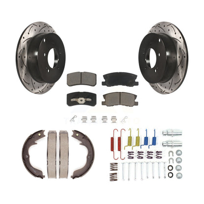 Disque arrière, Rotors percés et fendus, plaquettes en céramique, Kit de quincaillerie pour chaussures de stationnement pour