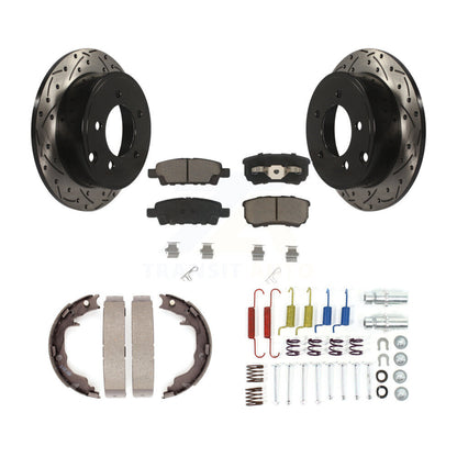 Disque arrière, Rotors percés et fendus, plaquettes en céramique, Kit de quincaillerie pour chaussures de stationnement pour