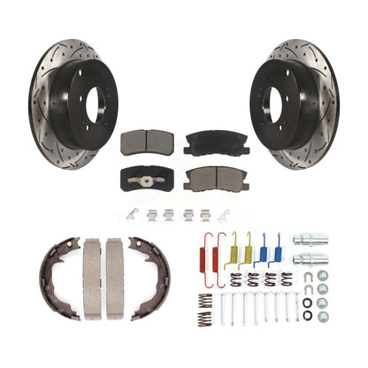 Disque arrière, Rotors percés et fendus, plaquettes en céramique, Kit de quincaillerie pour chaussures de stationnement pour