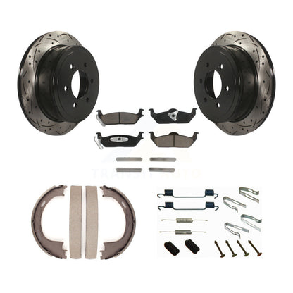 Disque arrière, Rotors percés et fendus, plaquettes en céramique, Kit de quincaillerie pour chaussures de stationnement pour