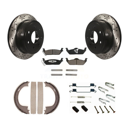 Disque arrière, Rotors percés et fendus, plaquettes en céramique, Kit de quincaillerie pour chaussures de stationnement pour