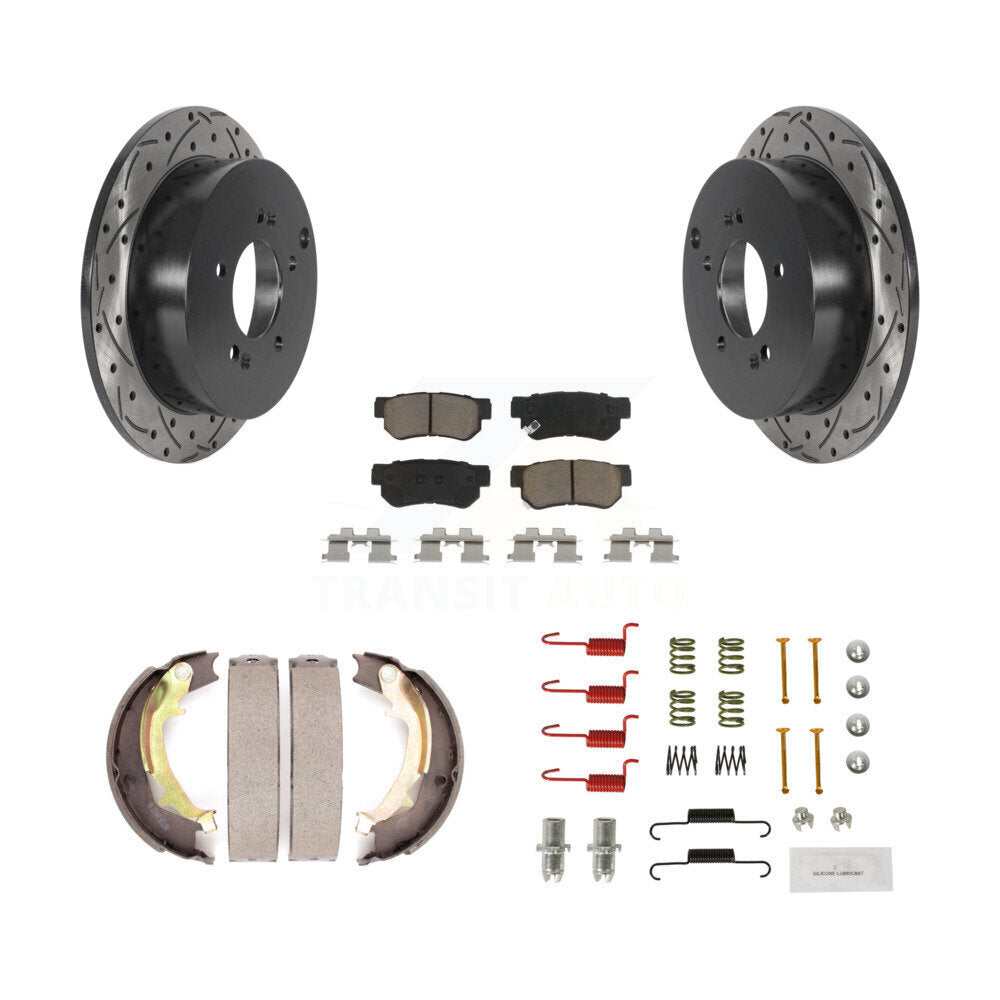 Disque arrière, Rotors percés et fendus, plaquettes en céramique, Kit de quincaillerie pour chaussures de stationnement pour