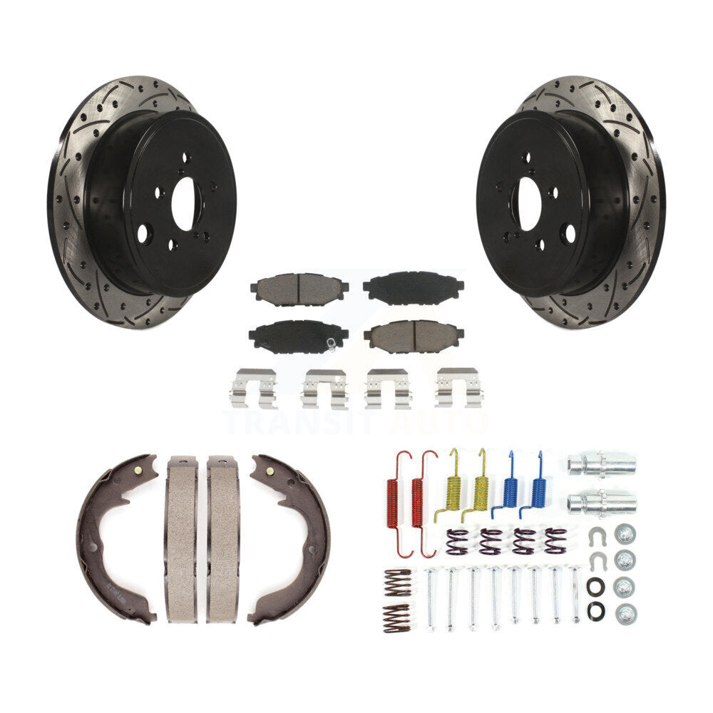 Disque arrière, Rotors percés et fendus, plaquettes en céramique, Kit de quincaillerie pour chaussures de stationnement pour