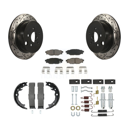Disque arrière, Rotors percés et fendus, plaquettes en céramique, Kit de quincaillerie pour chaussures de stationnement pour