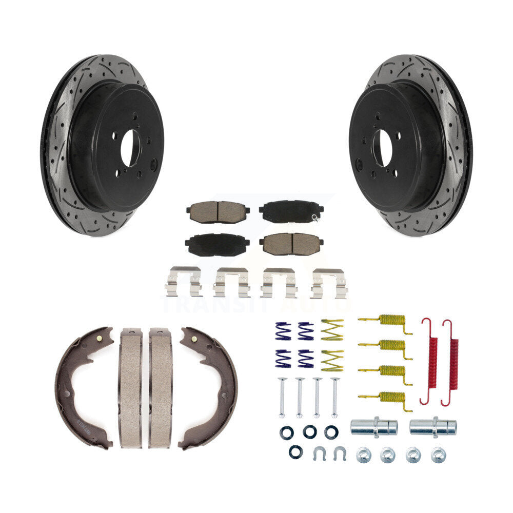 Disque arrière, Rotors percés et fendus, plaquettes en céramique, Kit de quincaillerie pour chaussures de stationnement pour