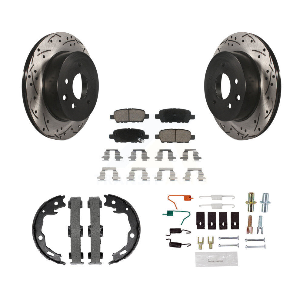Disque arrière, Rotors percés et fendus, plaquettes en céramique, Kit de quincaillerie pour chaussures de stationnement pour
