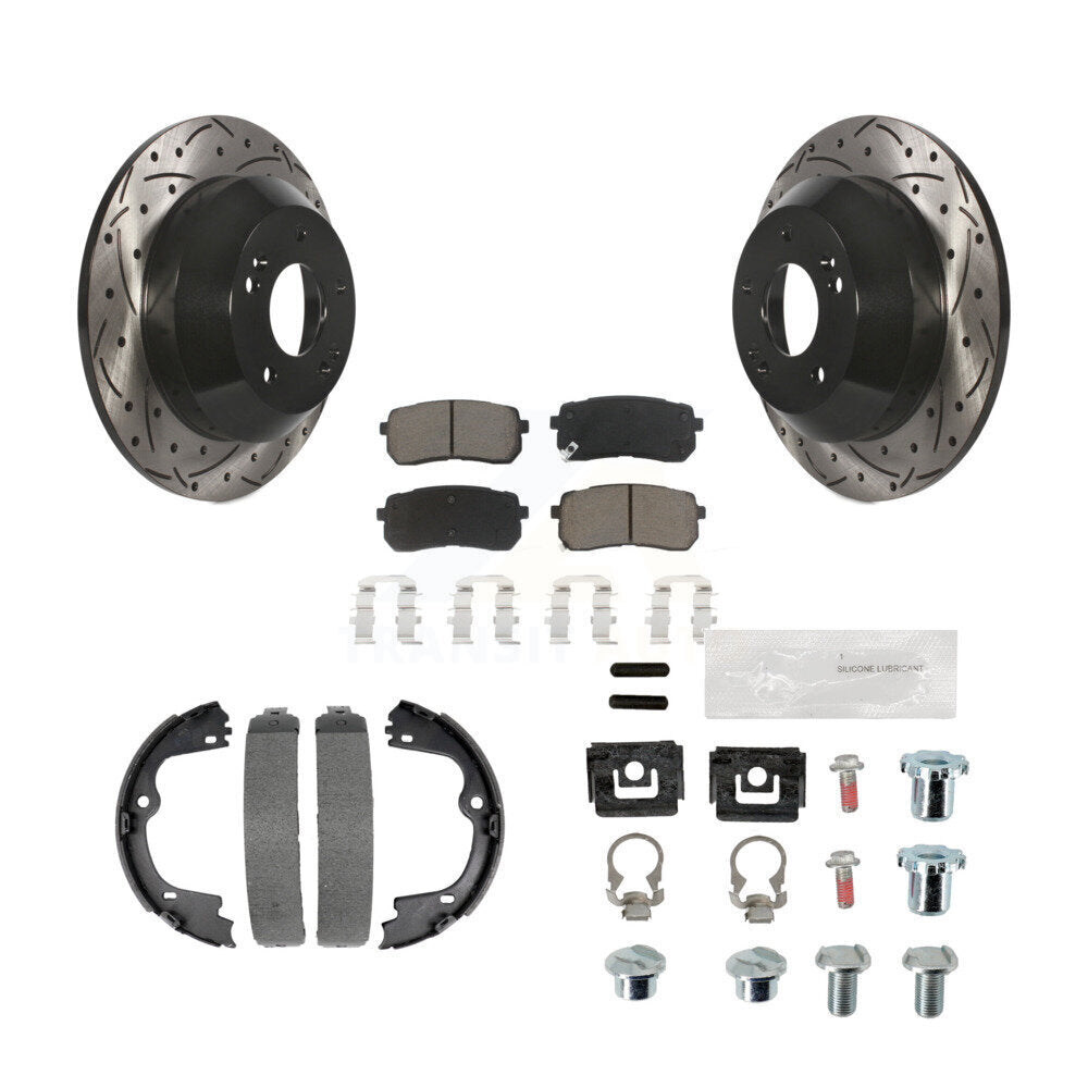 Disque arrière, Rotors percés et fendus, plaquettes en céramique, Kit de quincaillerie pour chaussures de stationnement pour