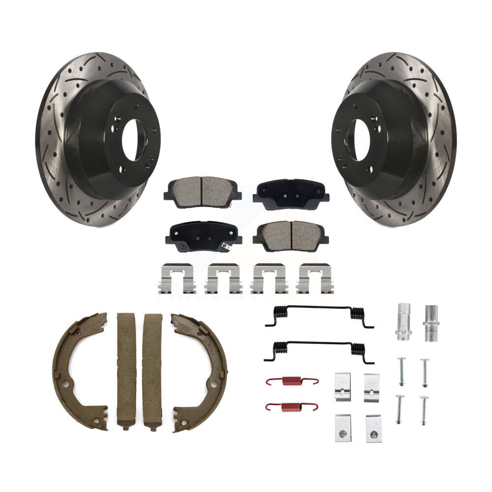 Disque arrière, Rotors percés et fendus, plaquettes en céramique, Kit de quincaillerie pour chaussures de stationnement pour