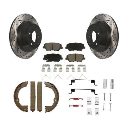 Disque arrière, Rotors percés et fendus, plaquettes en céramique, Kit de quincaillerie pour chaussures de stationnement pour