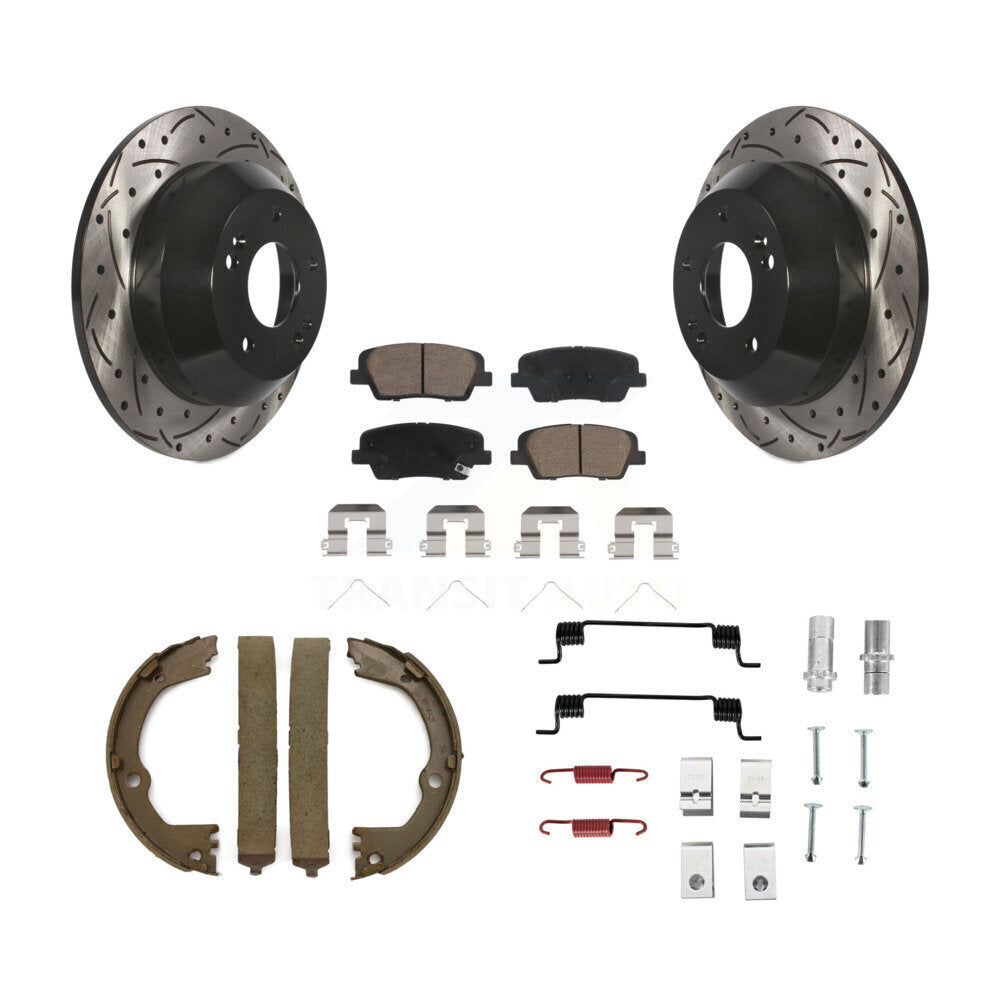 Disque arrière, Rotors percés et fendus, plaquettes en céramique, Kit de quincaillerie pour chaussures de stationnement pour