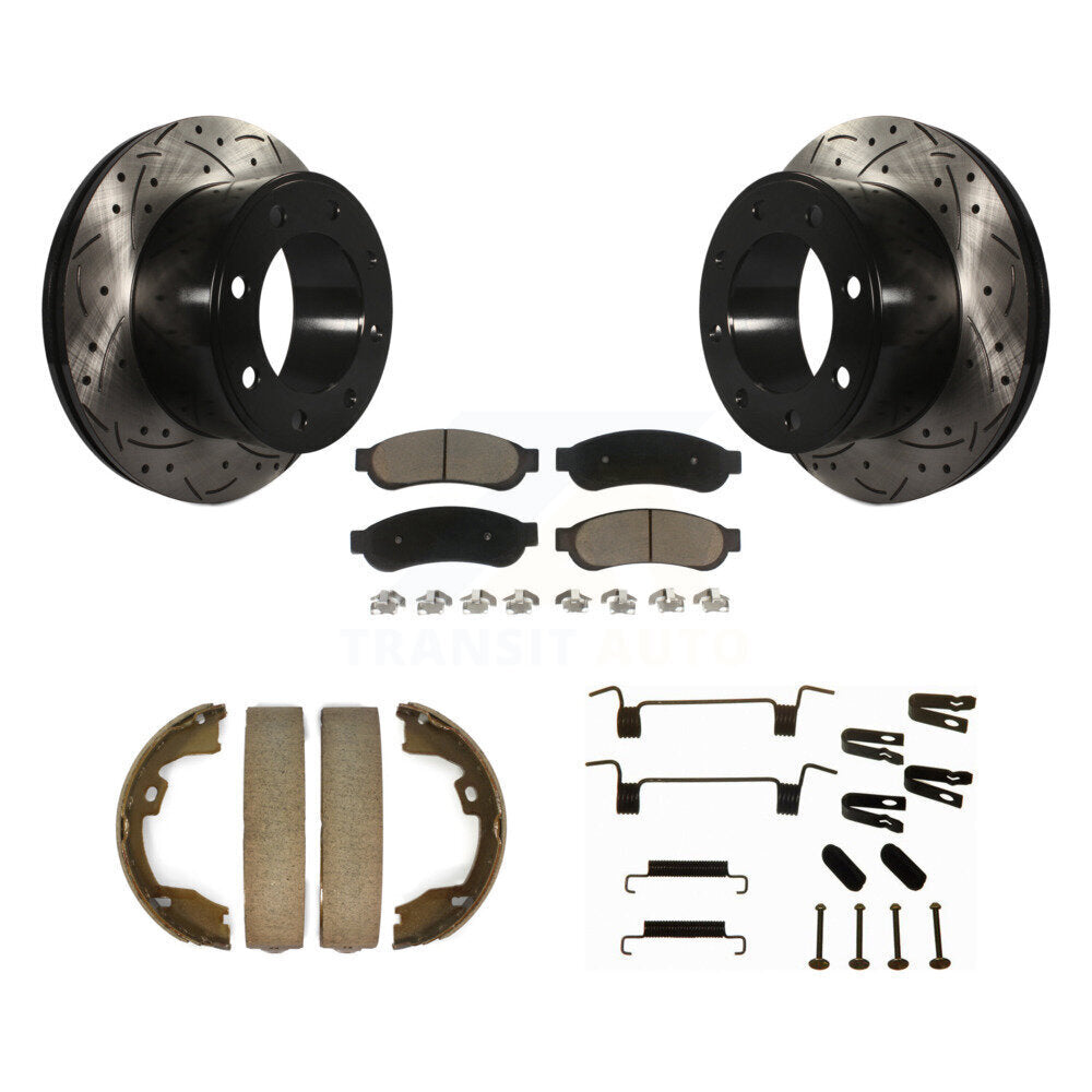 Disque arrière, Rotors percés et fendus, plaquettes en céramique, Kit de quincaillerie pour chaussures de stationnement pour