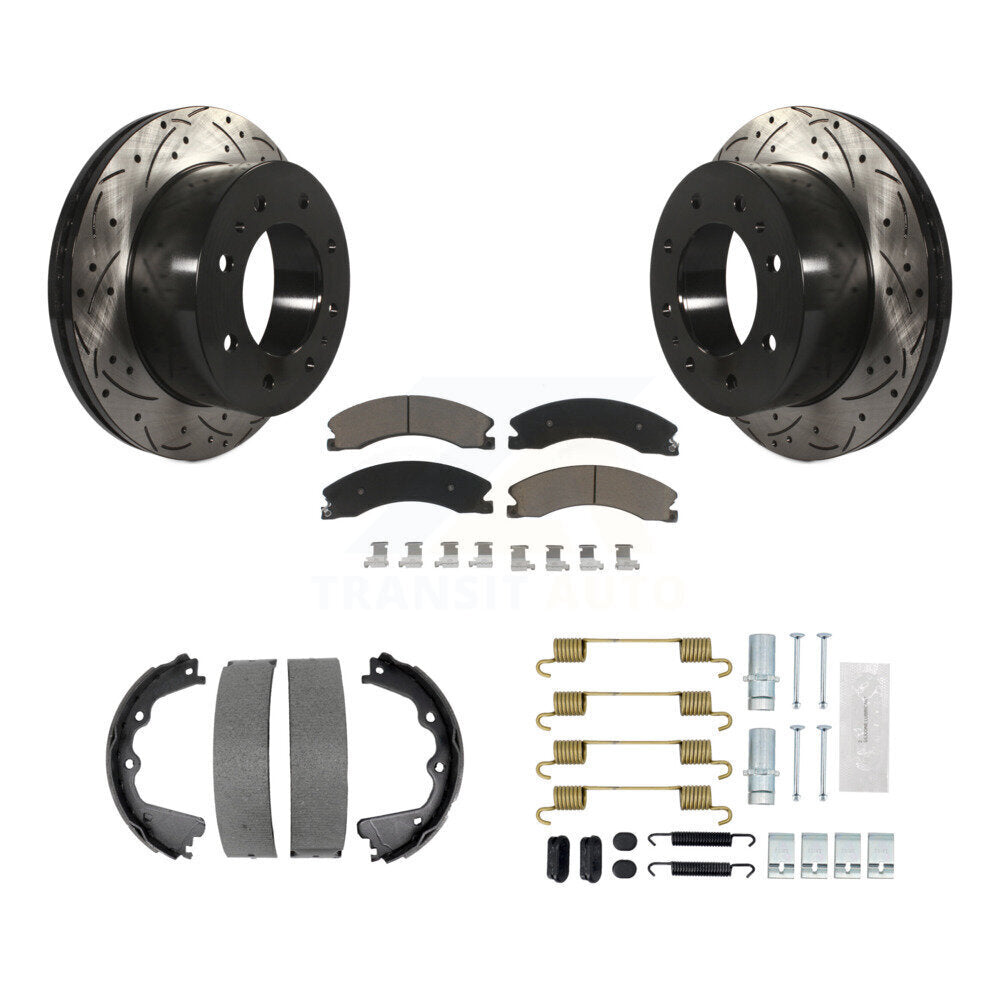 Disque arrière, Rotors percés et fendus, plaquettes en céramique, Kit de quincaillerie pour chaussures de stationnement pour