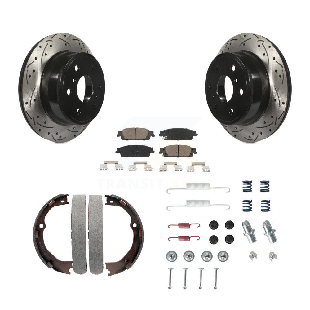 Disque arrière, Rotors percés et fendus, plaquettes en céramique, Kit de quincaillerie pour chaussures de stationnement pour