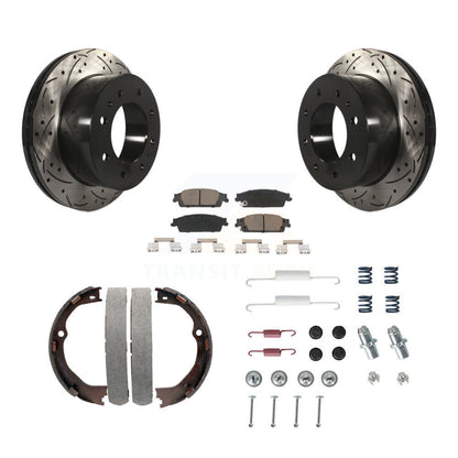 Disque arrière, Rotors percés et fendus, plaquettes en céramique, Kit de quincaillerie pour chaussures de stationnement pour