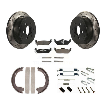 Disque arrière, Rotors percés et fendus, plaquettes en céramique, Kit de quincaillerie pour chaussures de stationnement pour