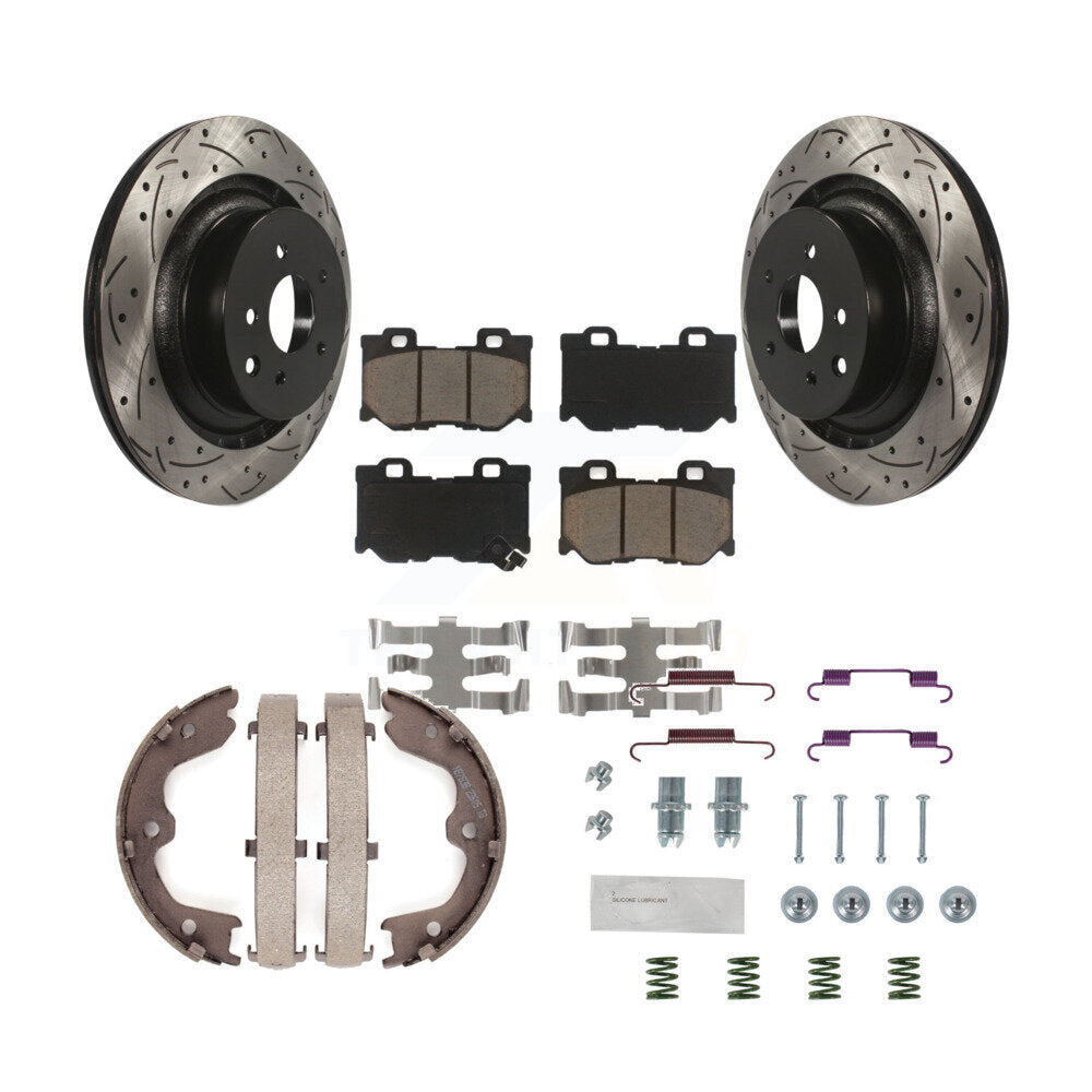 Disque arrière, Rotors percés et fendus, plaquettes en céramique, Kit de quincaillerie pour chaussures de stationnement pour