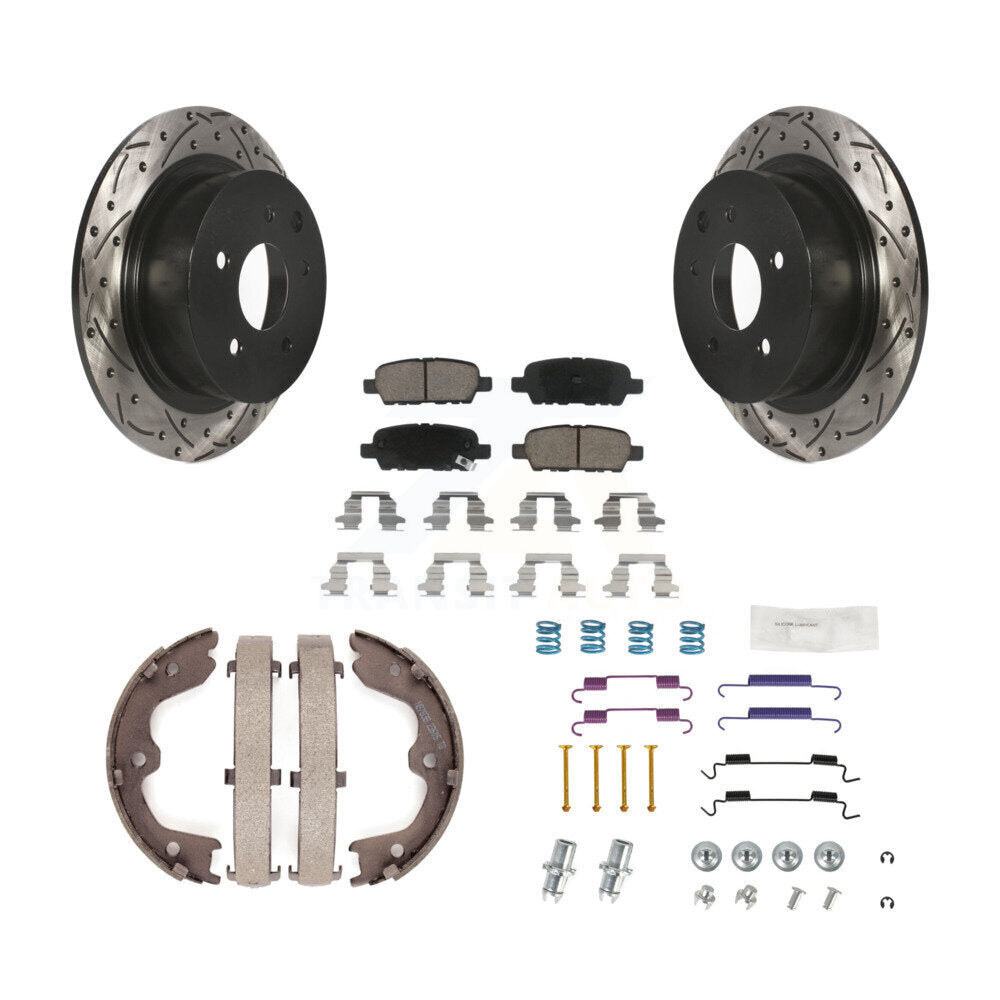 Disque arrière, Rotors percés et fendus, plaquettes en céramique, Kit de quincaillerie pour chaussures de stationnement pour