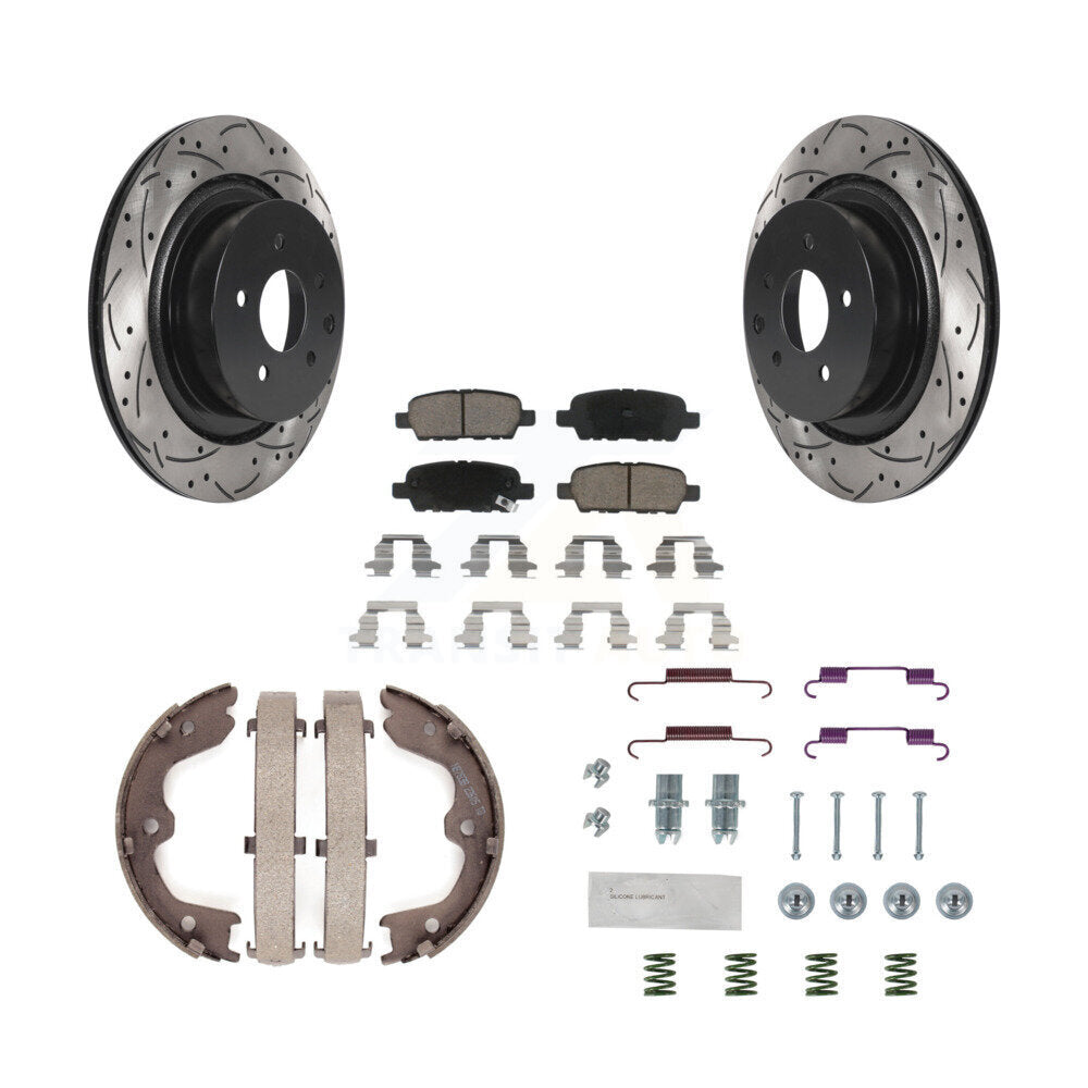 Disque arrière, Rotors percés et fendus, plaquettes en céramique, Kit de quincaillerie pour chaussures de stationnement pour