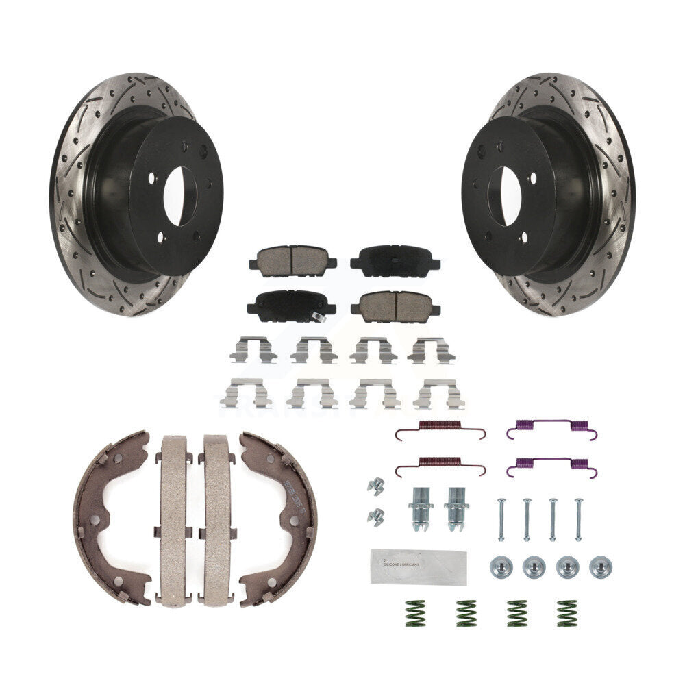 Disque arrière, Rotors percés et fendus, plaquettes en céramique, Kit de quincaillerie pour chaussures de stationnement pour
