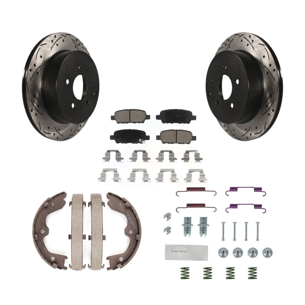 Disque arrière, Rotors percés et fendus, plaquettes en céramique, Kit de quincaillerie pour chaussures de stationnement pour
