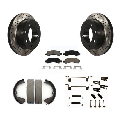 Disque arrière, Rotors percés et fendus, plaquettes en céramique, Kit de quincaillerie pour chaussures de stationnement pour