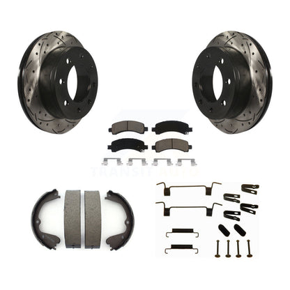 Disque arrière, Rotors percés et fendus, plaquettes en céramique, Kit de quincaillerie pour chaussures de stationnement pour