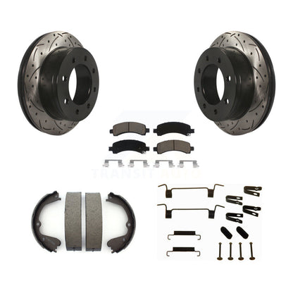 Disque arrière, Rotors percés et fendus, plaquettes en céramique, Kit de quincaillerie pour chaussures de stationnement pour