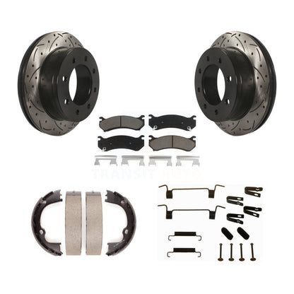 Disque arrière, Rotors percés et fendus, plaquettes en céramique, Kit de quincaillerie pour chaussures de stationnement pour
