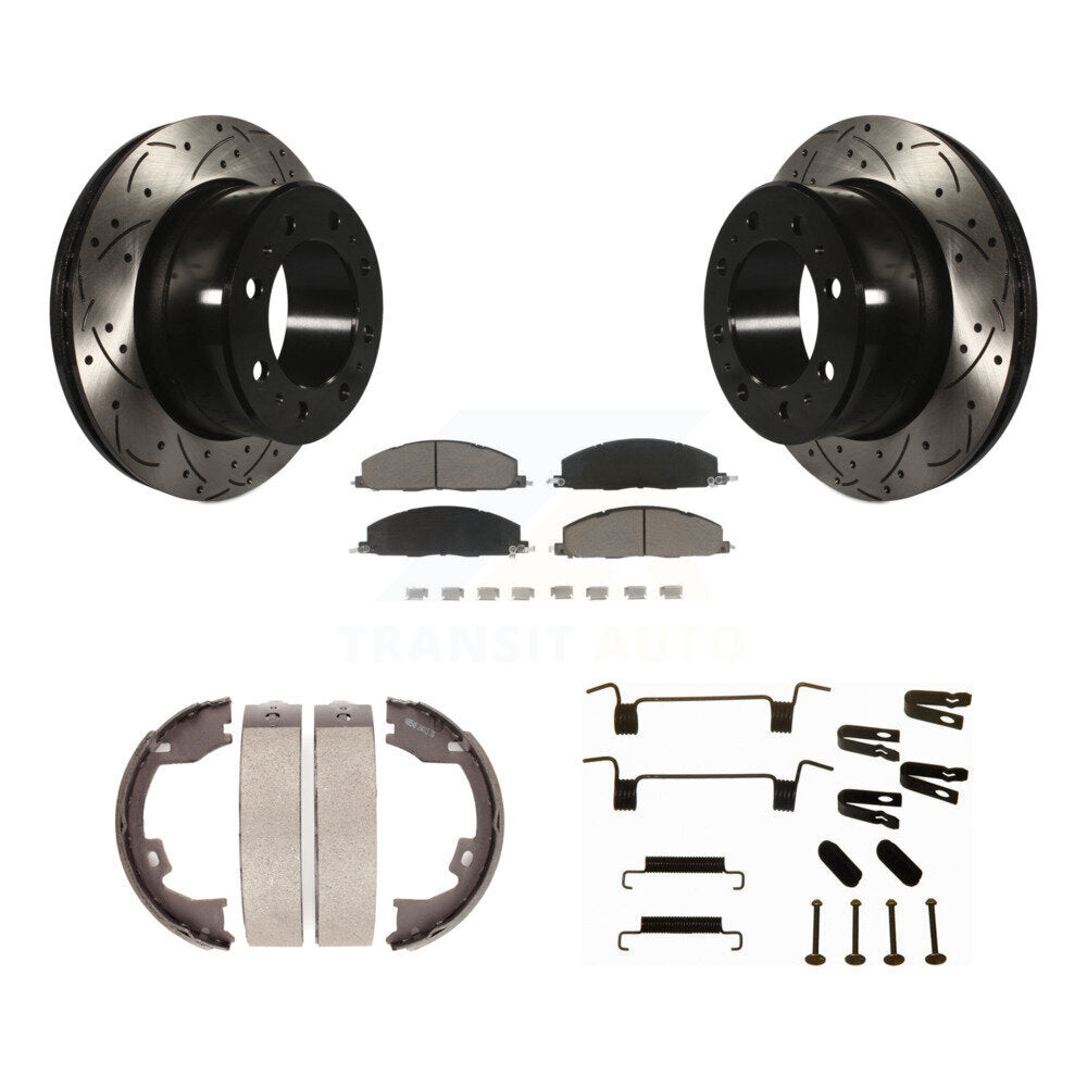 Disque arrière, Rotors percés et fendus, plaquettes en céramique, Kit de quincaillerie pour chaussures de stationnement pour