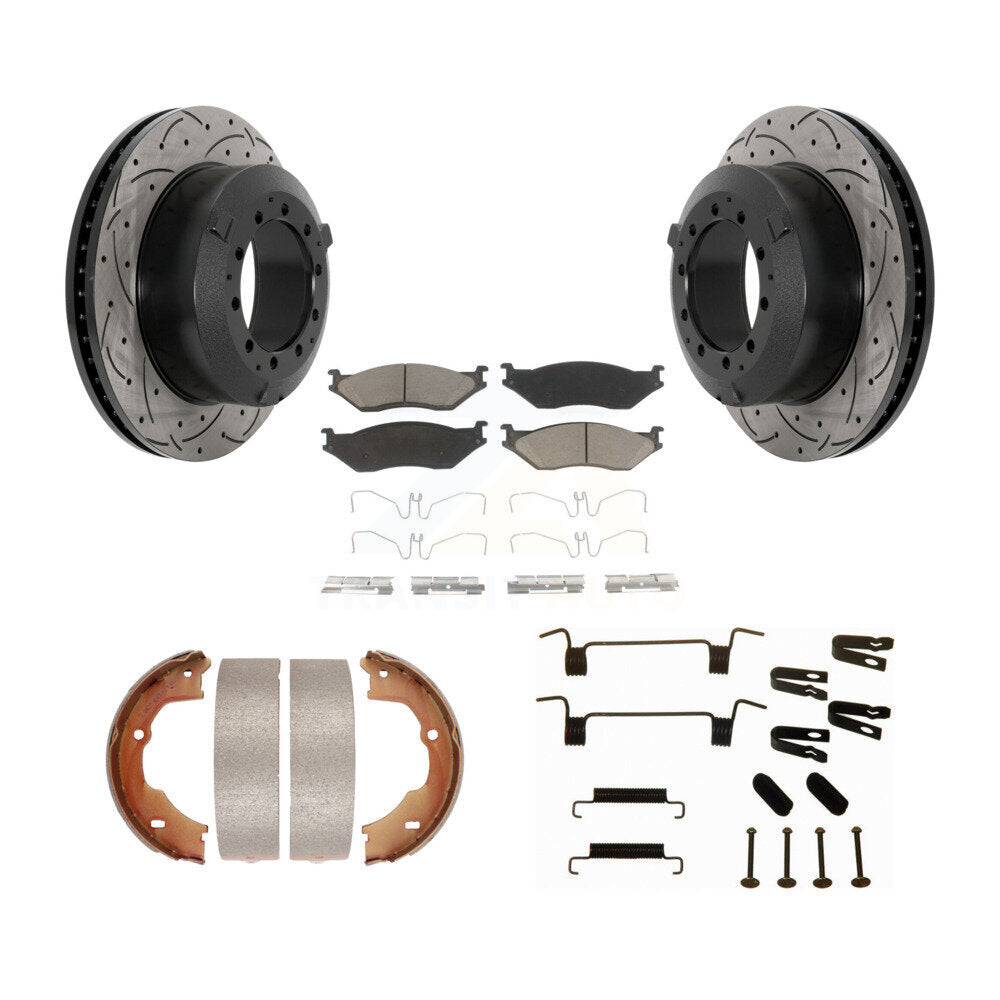 Disque arrière, Rotors percés et fendus, plaquettes en céramique, Kit de quincaillerie pour chaussures de stationnement pour