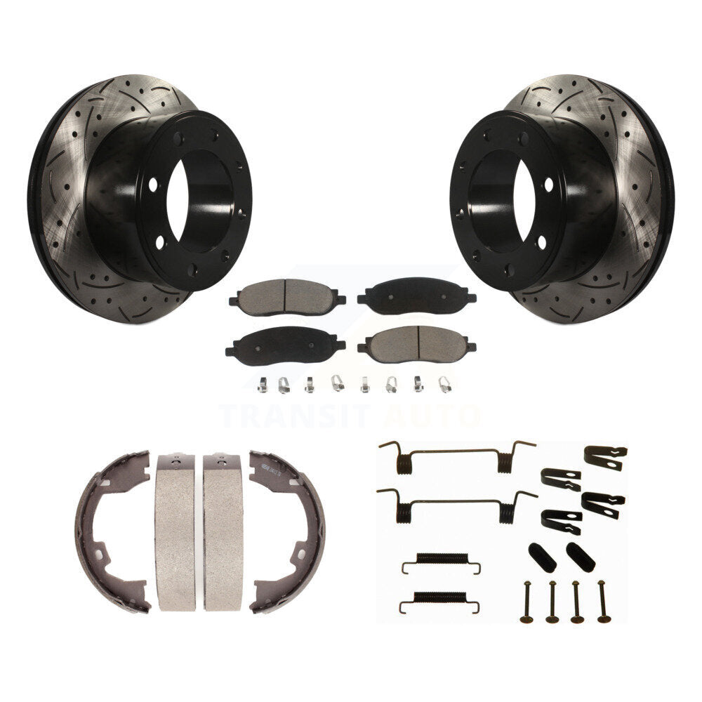 Disque arrière, Rotors percés et fendus, plaquettes en céramique, Kit de quincaillerie pour chaussures de stationnement pour