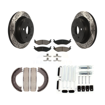 Disque arrière, Rotors percés et fendus, plaquettes en céramique, Kit de quincaillerie pour chaussures de stationnement pour