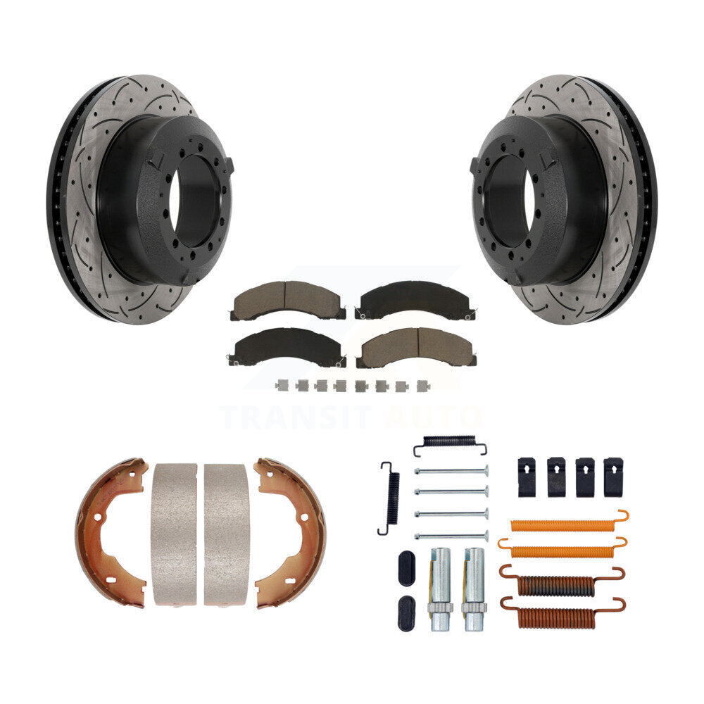 Disque arrière, Rotors percés et fendus, plaquettes en céramique, Kit de quincaillerie pour chaussures de stationnement pour