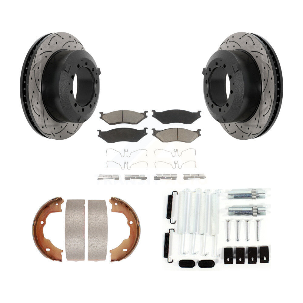 Disque arrière, Rotors percés et fendus, plaquettes en céramique, Kit de quincaillerie pour chaussures de stationnement pour