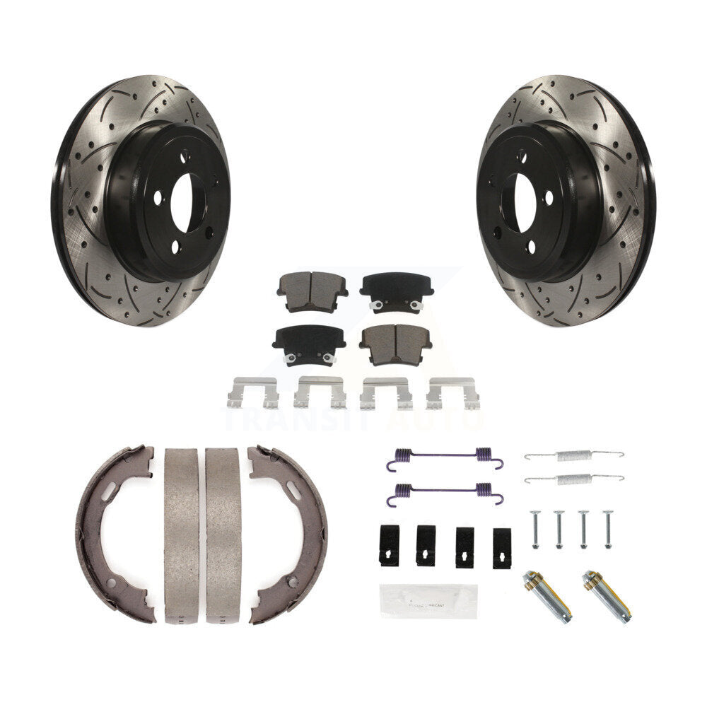 Disque arrière, Rotors percés et fendus, plaquettes en céramique, Kit de quincaillerie pour chaussures de stationnement pour