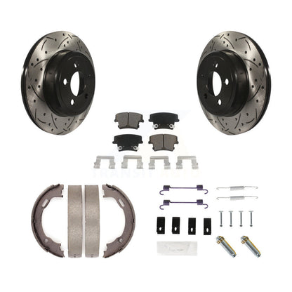 Disque arrière, Rotors percés et fendus, plaquettes en céramique, Kit de quincaillerie pour chaussures de stationnement pour