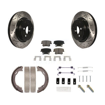 Disque arrière, Rotors percés et fendus, plaquettes en céramique, Kit de quincaillerie pour chaussures de stationnement pour