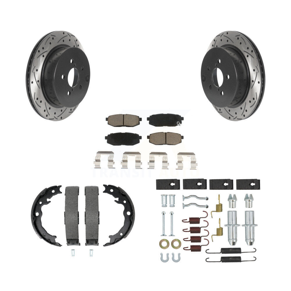 Disque arrière, Rotors percés et fendus, plaquettes en céramique, Kit de quincaillerie pour chaussures de stationnement pour