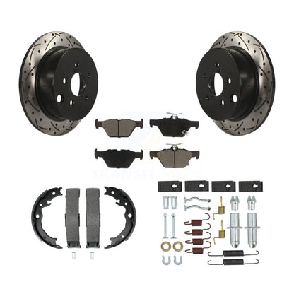 Disque arrière, Rotors percés et fendus, plaquettes en céramique, Kit de quincaillerie pour chaussures de stationnement pour