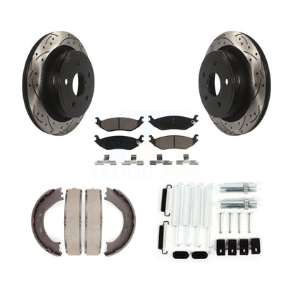 Disque arrière, Rotors percés et fendus, plaquettes en céramique, Kit de quincaillerie pour chaussures de stationnement pour