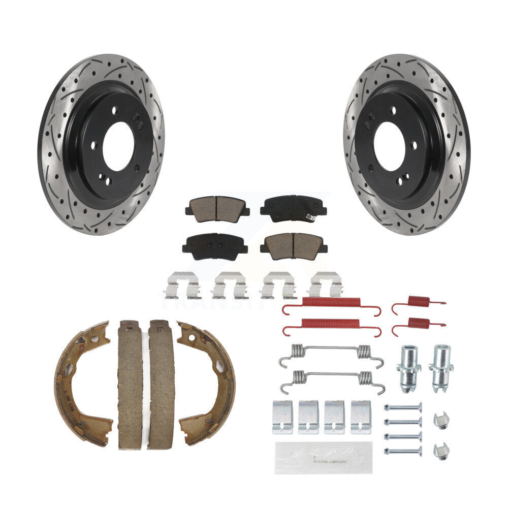 Disque arrière, Rotors percés et fendus, plaquettes en céramique, Kit de quincaillerie pour chaussures de stationnement pour